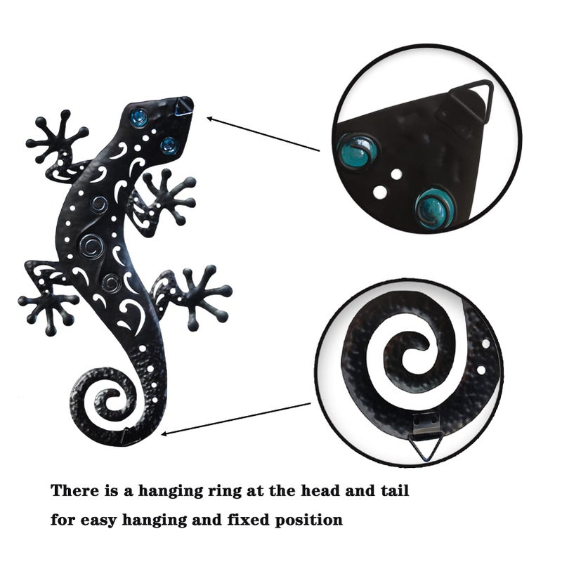 Tuokiuhn Metal Lizards Outdoor Decor Metal Gecko Wall Decoration Geico Lizard 13.5 * 8.5 Inch 3 Pack Set Suitable for Hanging in Yard Or Fence - Image 4